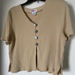 Mustard Yellow Knit Top - vintage 90s style Y2K button down cardigan sweater